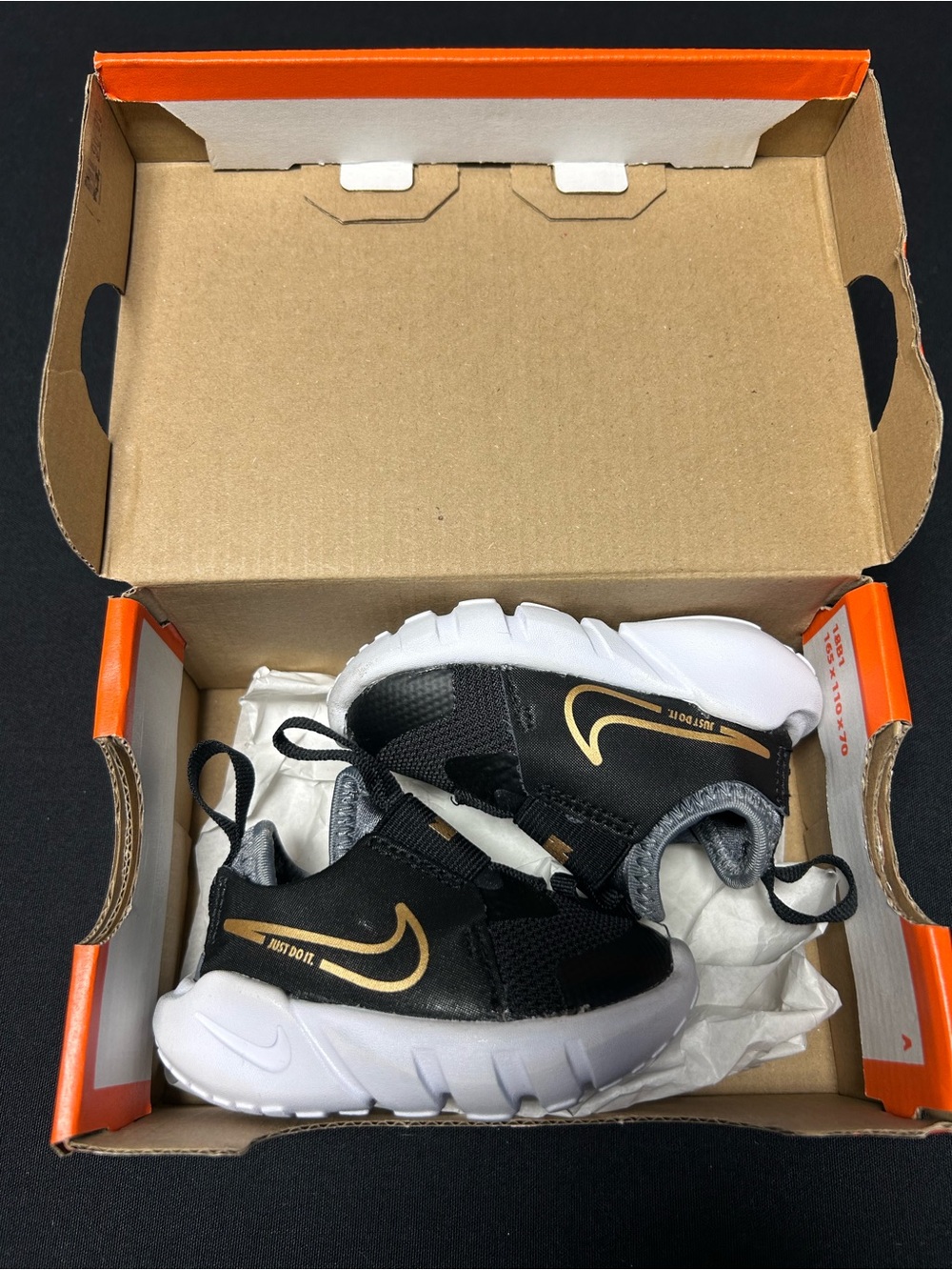 Nike Flex Runner 2 (TDV) Sneakers Toddler Baby 2c Trainers Black Gold Gray